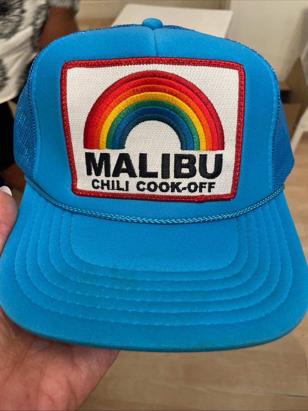 Aviator Nation Bright Blue Rainbow Patch Trucker Hat